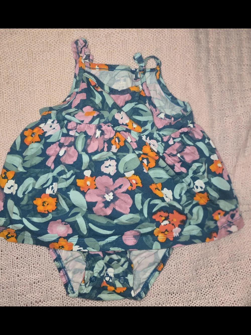 Carter’s Baby Girl Floral Bodysuit Dress 18M Sleeveless Blue Pink Orange